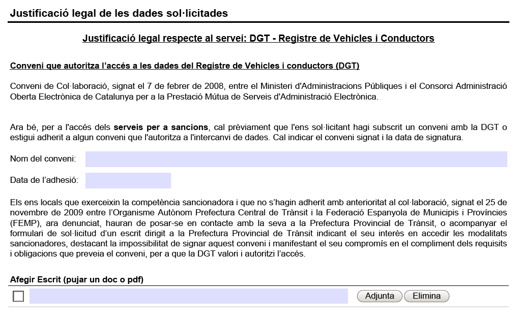 Exemple de sol·licitud d'autorització de la DGT