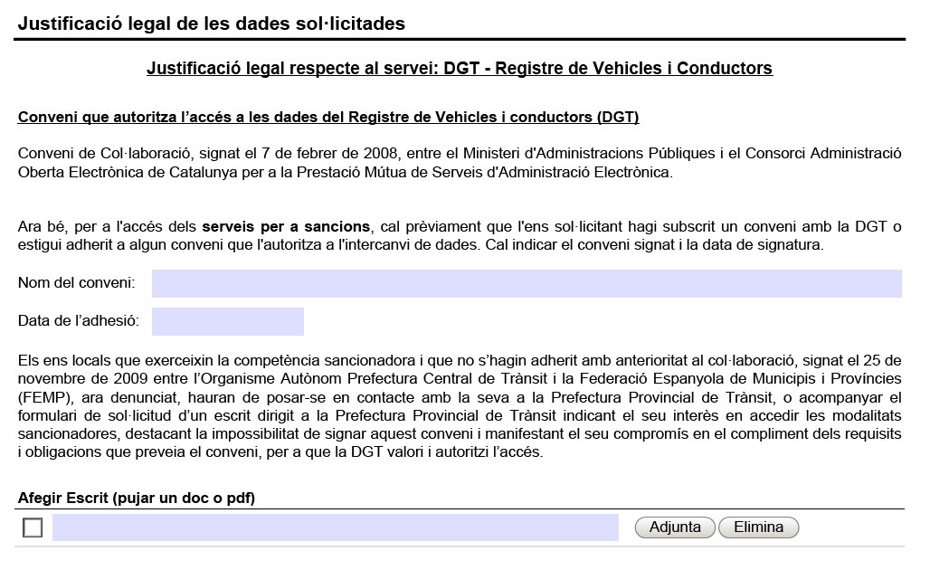 Example of authorization request from the DGT