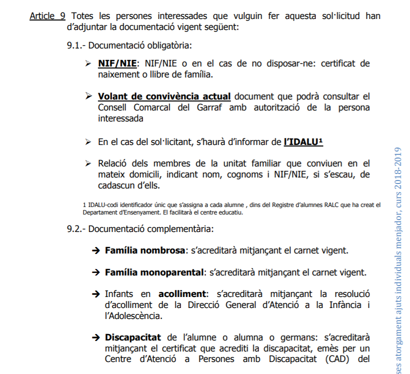 ejemplo de unas bases reguladoras del Consejo Comarcal del Garraf